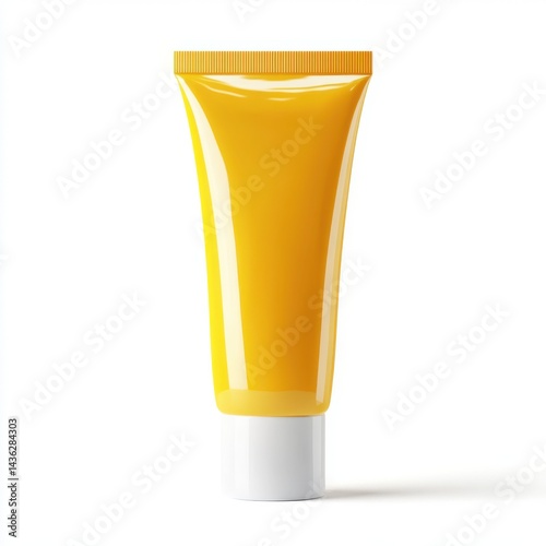 Wallpaper Mural Single yellow tube with white cap on a white background product Torontodigital.ca