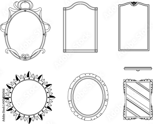vector sketch illustration silhouette design of mirror glass for make up in bathroom