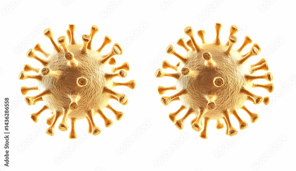 Fototapeta premium Depicting Microscopic Virus Cell Render on White Background