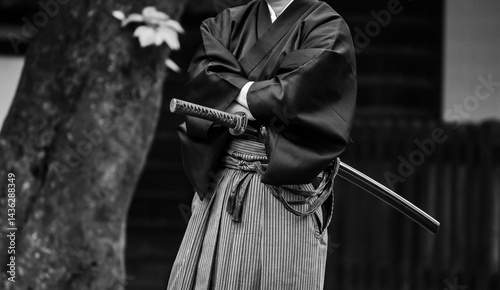 日本刀を携えた人物