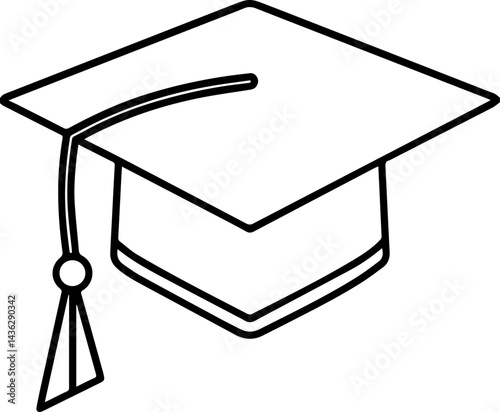 graduation cap outline vector illustration line art