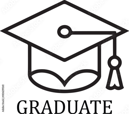 Graduation Cap Icon Vector Illustration For Academic Success And Celebration