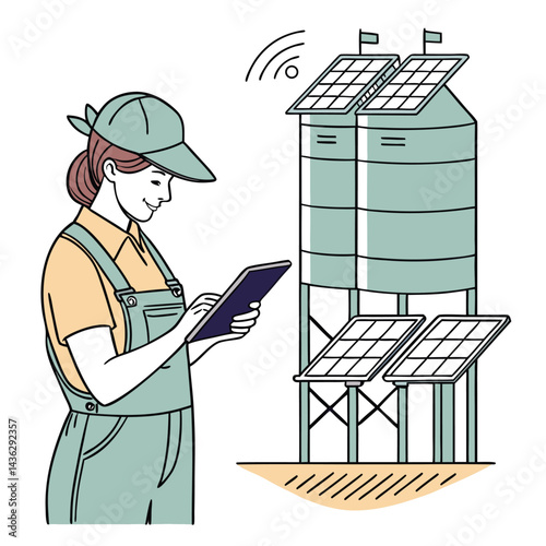 female-farmer-with-digital-tablet-on-a-modern-farm vector image on white backgrounds 