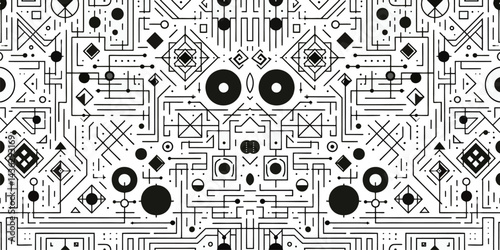 Seamless Geomatric Vector Pattern of interlocking , sharp edges, consistent lighting, 3D block illusion, repetitive and tileable, clean and modern