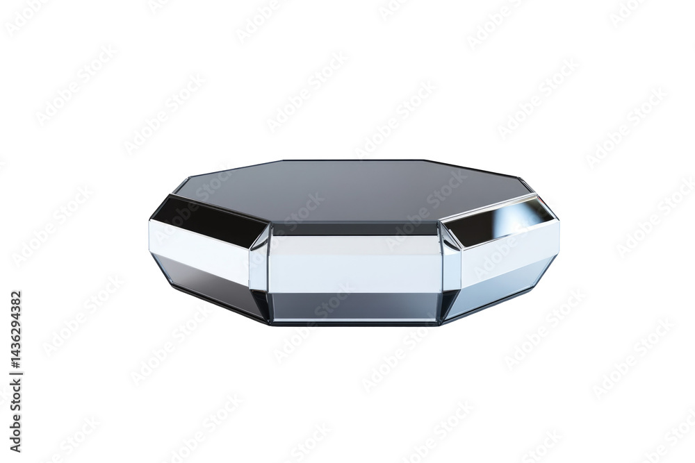 Hexagonal Mirrored Pedestal with Bevels on transparent background Hexagonal Mirrored Pedestal with Bevels on transparent background
