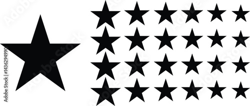  Set Star icons black vector of star symbols isolated sparkle vector icons set shine star sign collection illustration 
