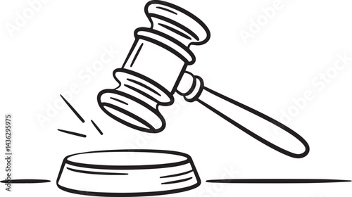 Gavel Striking Sound Block Icon Law And Justice Vector Illustration Isolated