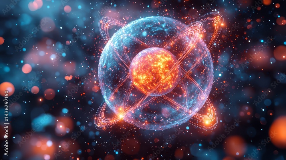 Vibrant atomic structure with glowing particles, symbolizing energy and innovation in science and technology, perfect for educational and tech-themed projects. Vibrant atomic structure with glowing particles, symbolizing energy and innovation in science and technology, perfect for educational and tech-themed projects.