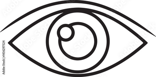 Stylized Eye Illustration With Black Outline On White Background Creative Design
