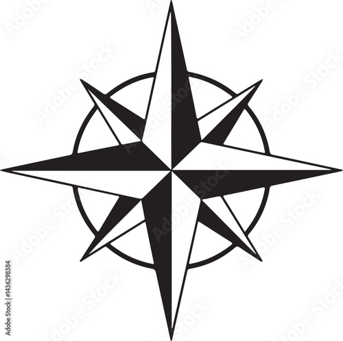 Vector Illustration Of Nautical Compass Rose For Navigation And Direction Design