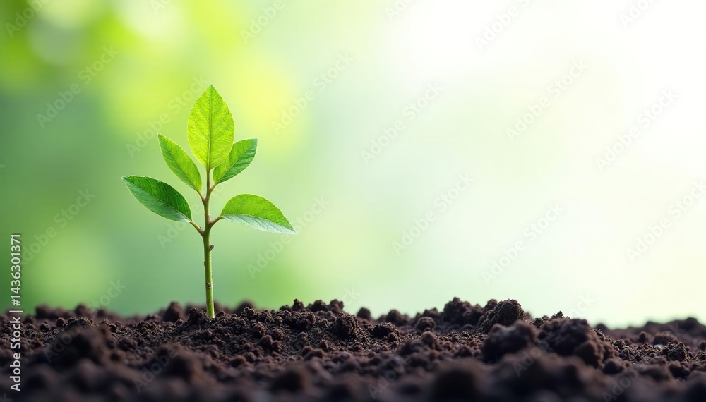 Naklejka premium Small tree sapling, vibrant green foliage, stark white backdrop , detail, young tree, vertical