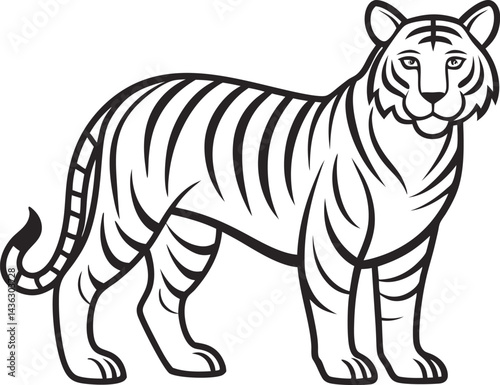 tiger outline vector illustration on white background
