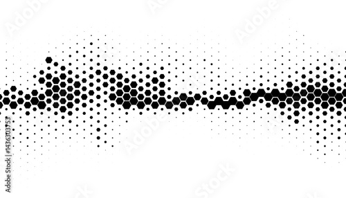 Black and white abstract geometric pattern with halftone effect for sporty background and jersey design. Hexagon shape for modern design element. Vector Format Illustration. 