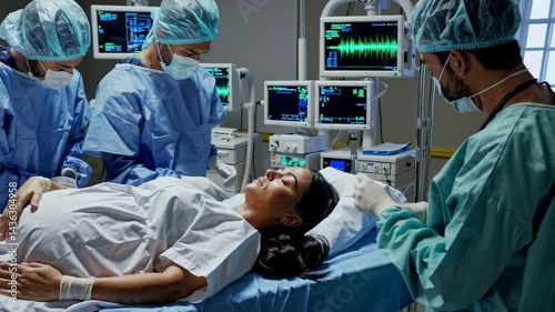 C-section preparation with medical team