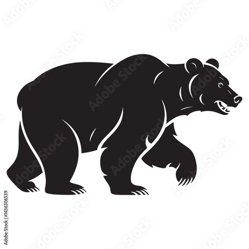 This project features a minimalist yet powerful illustration of a bear. The design uses solid black fills combined with fine blue outlines and selective internal line work to create a sense of depth a