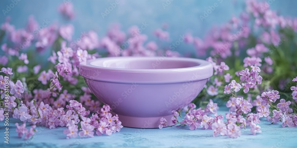 A fresh, clean toilet bowl surrounded by purple blossoms, symbolizing purity, hygiene, and a well-kept, inviting restroom. A fresh, clean toilet bowl surrounded by purple blossoms, symbolizing purity, hygiene, and a well-kept, inviting restroom.