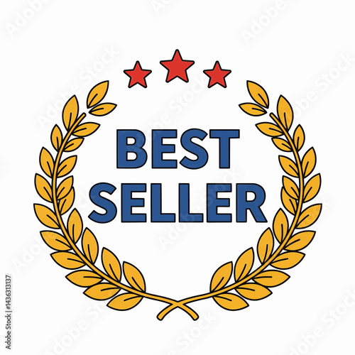 Digital illustration in a style featuring bright, saturated colors, with thick, dark black lines, bearing the "Best Seller" badge. Vector Illustration