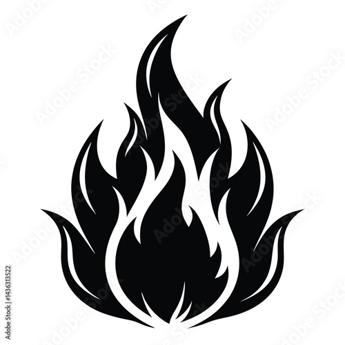 Fire Flame Heat Silhouette Vector Illustration White Background