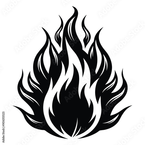 Fire Flame Heat Silhouette Vector Illustration White Background