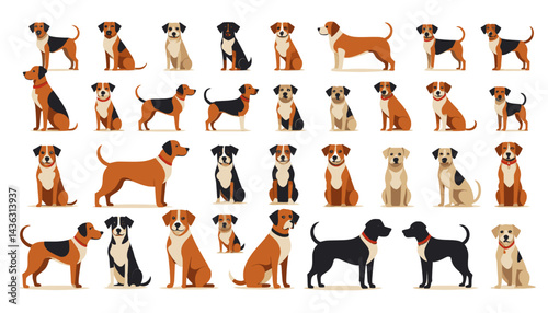 Dog Breeds Illustration_Diverse Collection of Cute Canine Characters_Pet and Animal Graphic Design_Vector Art for Dog Lovers