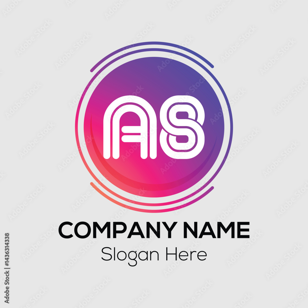 Abstract logo design concept features a modern vector icon as a symbol for business and technology with AS Logo design template Abstract logo design concept features a modern vector icon as a symbol for business and technology with AS Logo design template