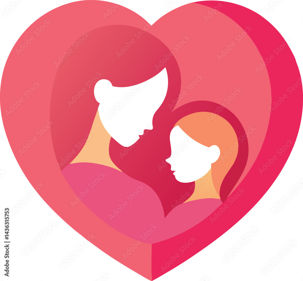 Tender Mother and Child Vector Art Ideal for Mother's Day Greetings Tender Mother and Child Vector Art Ideal for Mother's Day Greetings