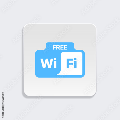 Free WiFi sign icon, Wireless internet symbol, WiFi access badge, connectivity icon, network sign, internet service label, digital connection symbol