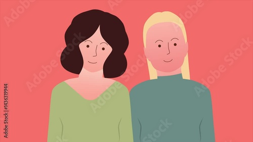 Two friends together. Minimal modern motion design. Animation 2D 
