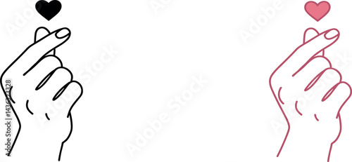 Vector simple linear illustration, hand poster, logo, print design template, hand drawn hands holding heart .