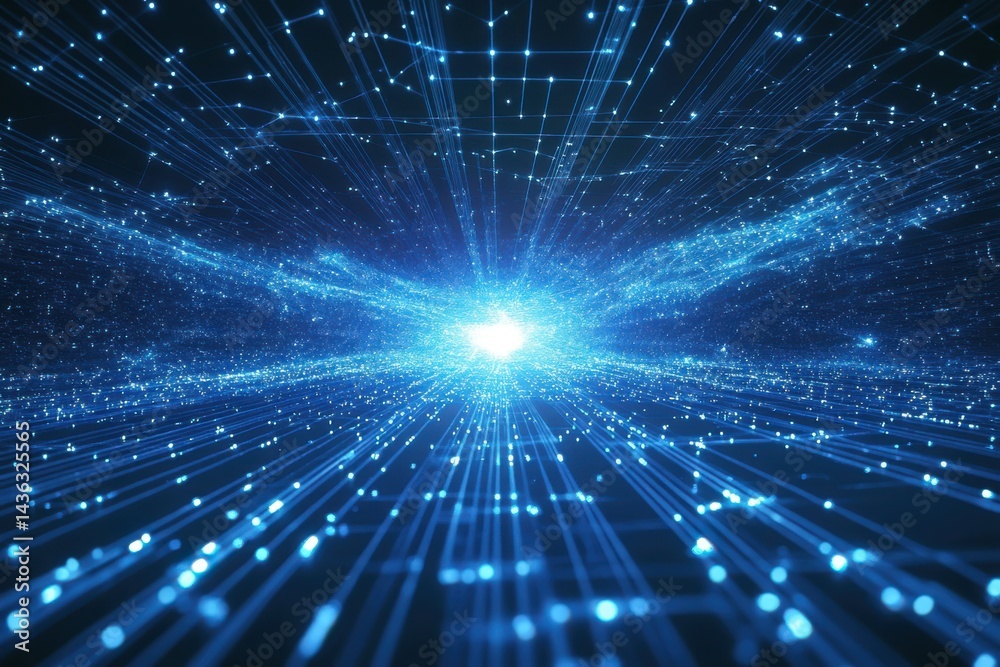 Obraz premium Abstract blue network with glowing light