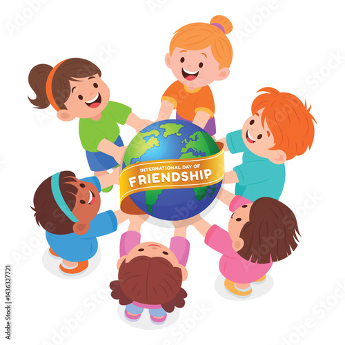 international day of friendship with colorful flat cartoon vector illustration