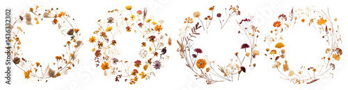 Wallpaper Mural PNG Vintage floral wreaths collection, element set on transparent background Torontodigital.ca