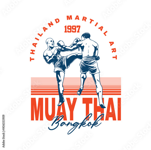 muay thai martial art retro style