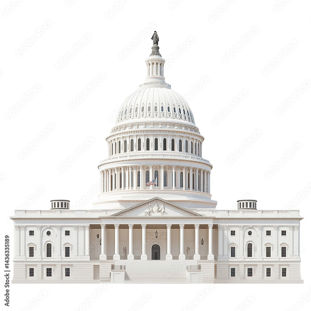 Obraz premium United States Capitol Building facade showcasing its architectural design