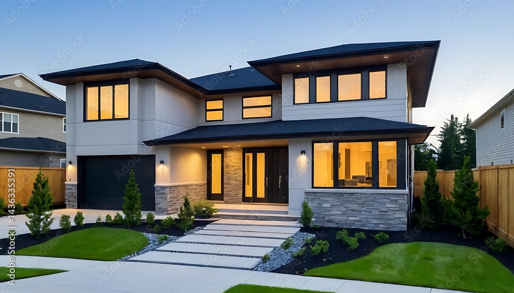 Fototapeta premium Bright Close-Up Photography of Modern Residential Facade
