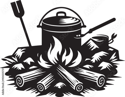 Campfire silhouette vector illustration 