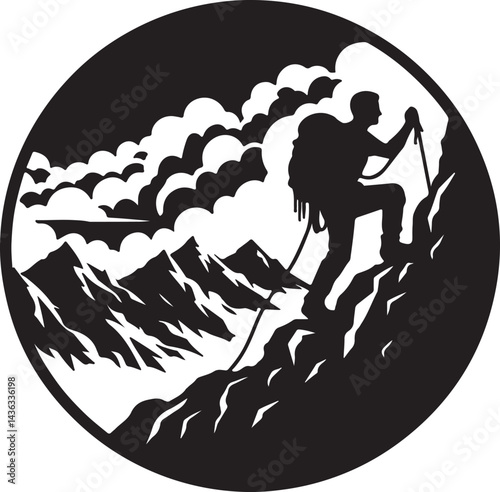 Silhouette of a mountain climber