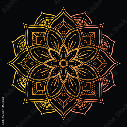 Circular pattern in the form of a mandala. Henna tattoo mandala. Mehndi style. Decorative pattern in oriental style. Coloring book page.