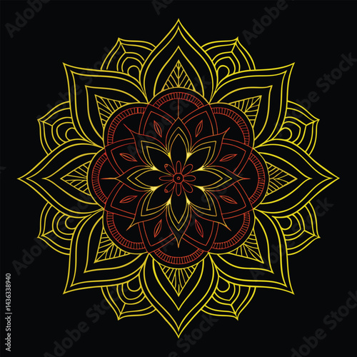 Circular pattern in the form of a mandala. Henna tattoo mandala. Mehndi style. Decorative pattern in oriental style. Coloring book page.