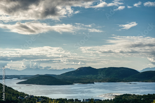 Obraz na płótnie Landscapes of Ulsvag, the Hamadoy community, Norland, Norway w salonie