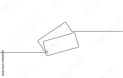 Cinema tickets seamless texture for your background with trendy line art style, Continuous one line drawing cinema ticket. Vintage cinema ticket isolated on a white background.