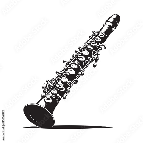 Melodic Currents: A Stylish Collection of Clarinet Vector Silhouettes Highlighting the Elegant Form, Smooth Tones, and Timeless Beauty of This Classic Woodwind Instrument.