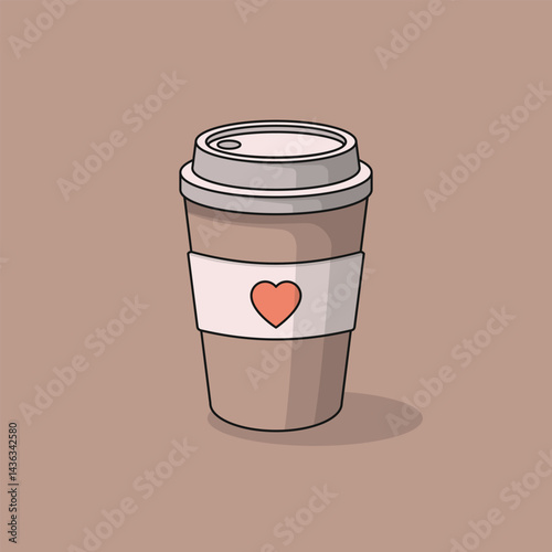 Takeaway coffee icon with flat style. Simple takeaway coffee cup vector.