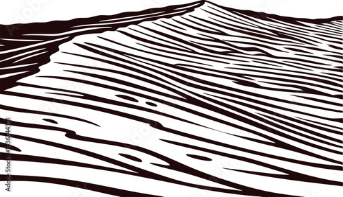Abstract black and white of rolling waves on a hillscape