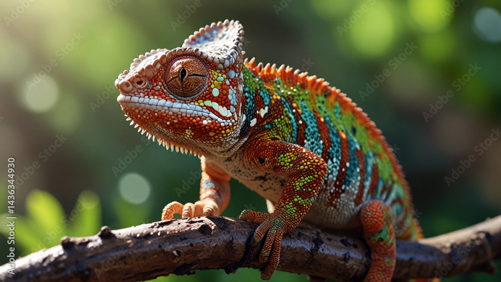 Fototapeta premium chameleon on a branch