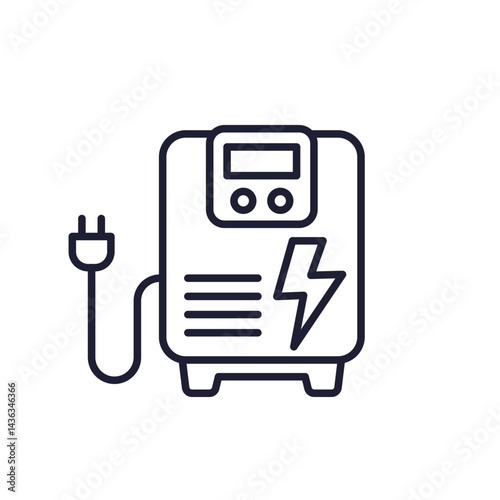 backup generator line icon, power storage system