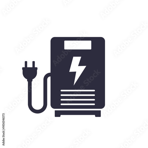 backup generator icon, power storage system on white