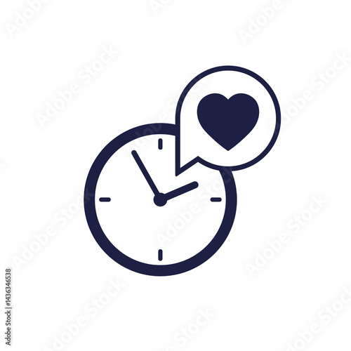 lifespan icon with clock and heart on white