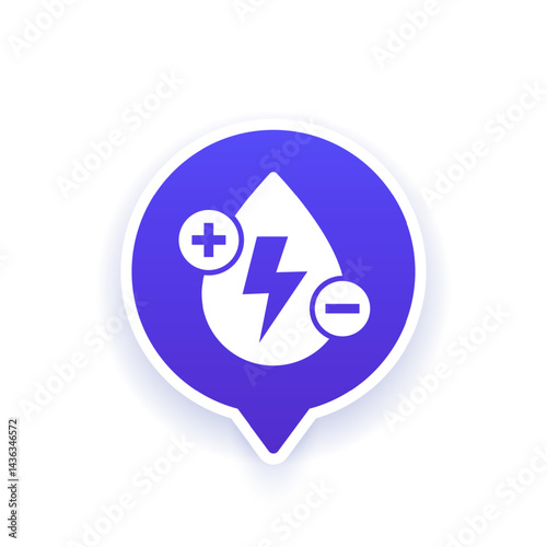 electrolyte fluids icon with water drop, vector