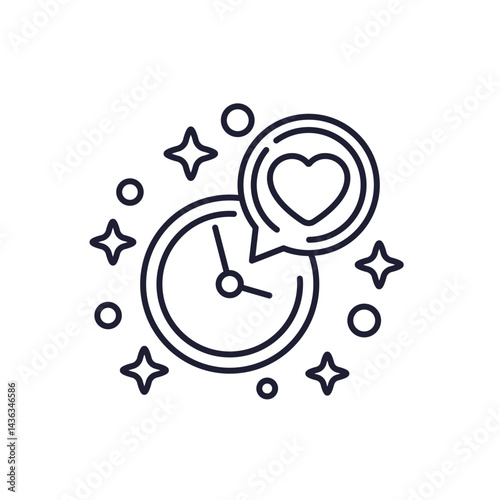 lifespan line icon with a heart, time of life symbol